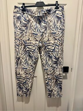 Women’s Printed Blue & Brown Cotton Blend Pants